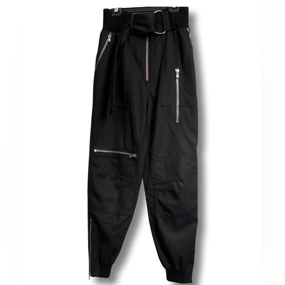 3.1 Phillip Lim black zipper gabardine wool flight cargo jogger pants, 00, 0, 2 - Picture 2 of 7